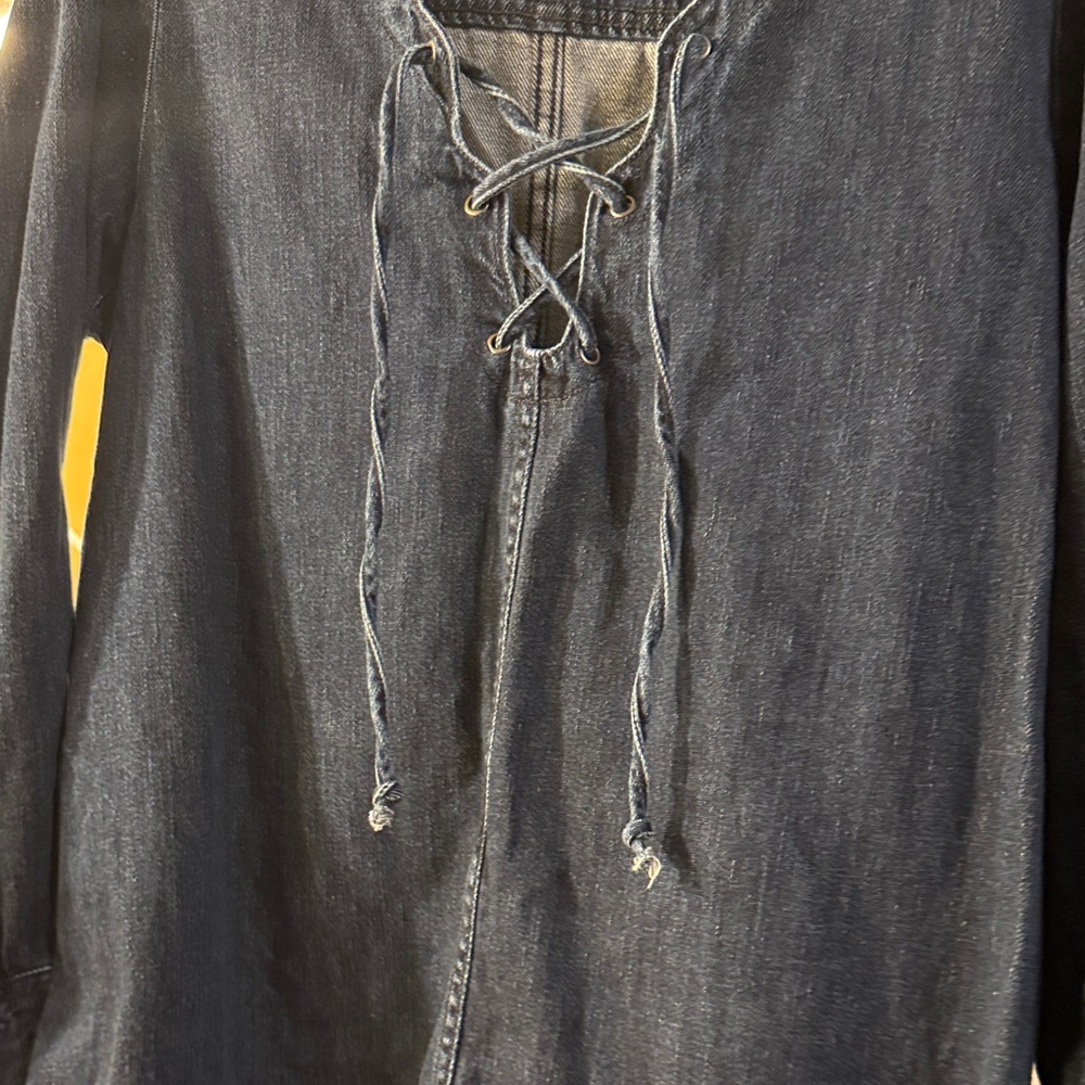 Free People Denim Blue Lace-Up Tunic